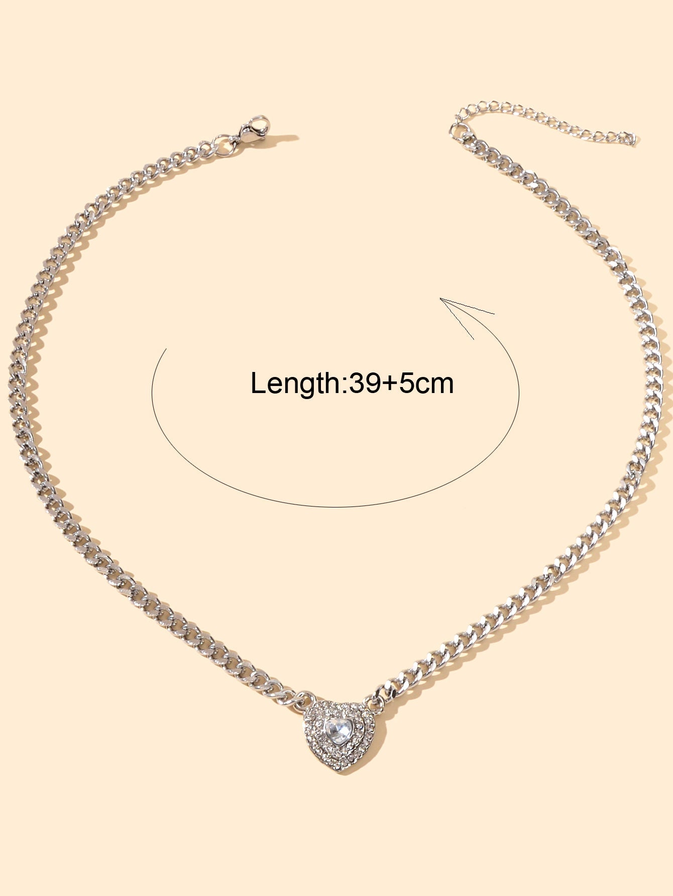 Rhinestone Heart Pendant Necklace