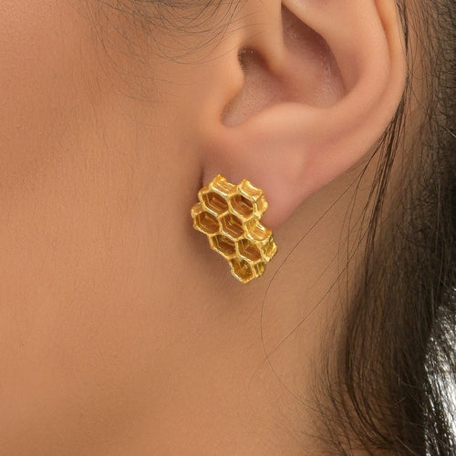 Honeycomb Bee Earrings